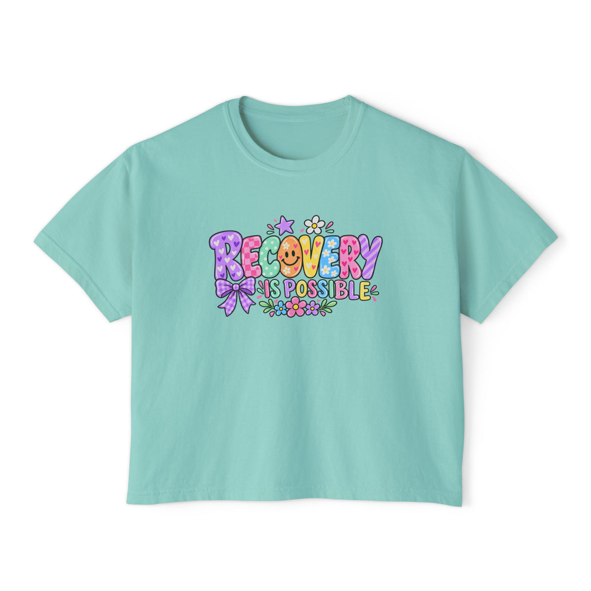 Recovery Is Possible Boxy Tee — Women’s Positive Mental Health Graphic Shirt