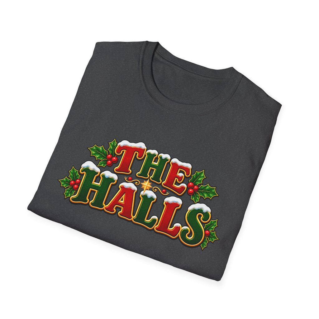 The Halls Matching Couples Christmas T-Shirt — Festive Holly Holiday Tee