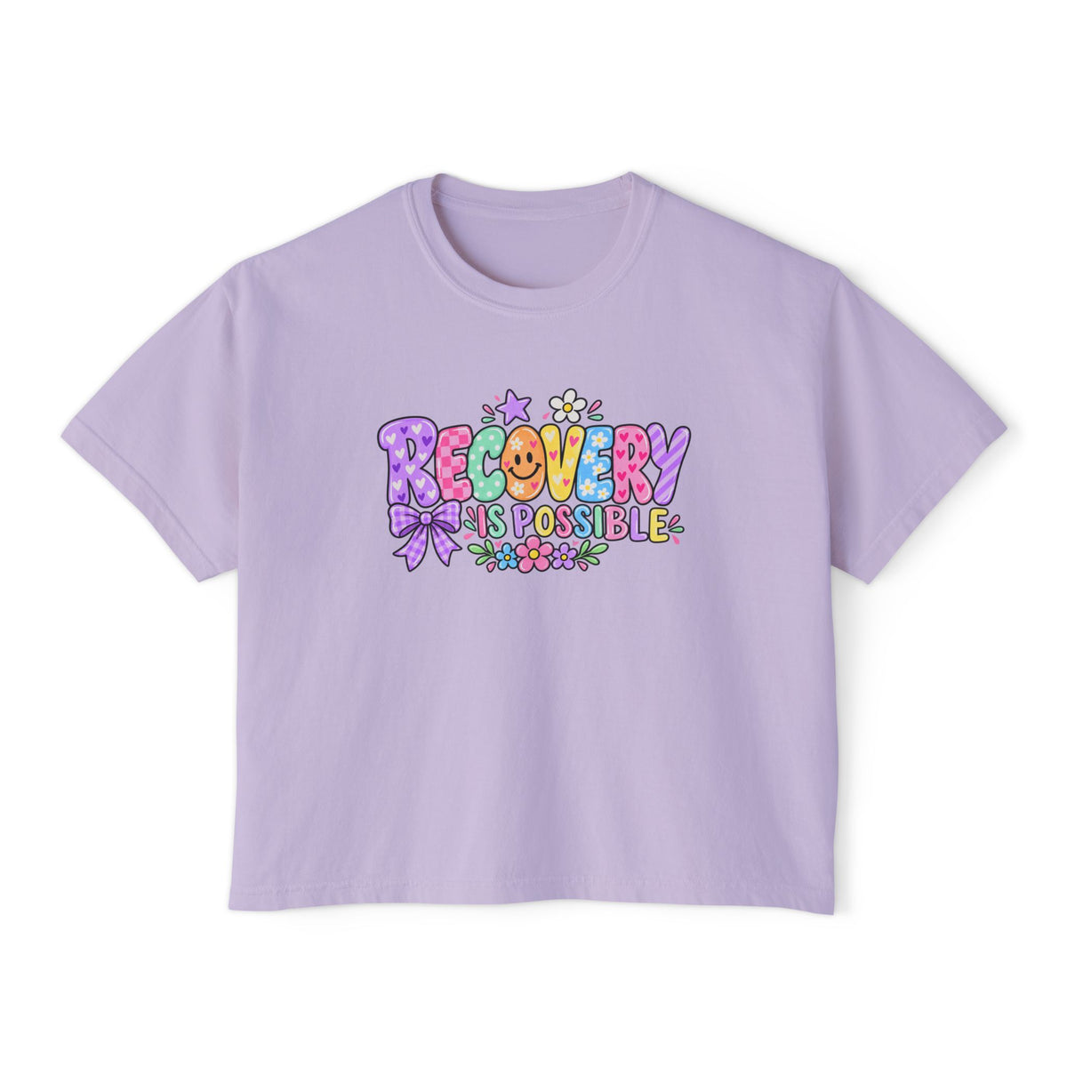 Recovery Is Possible Boxy Tee — Women’s Positive Mental Health Graphic Shirt