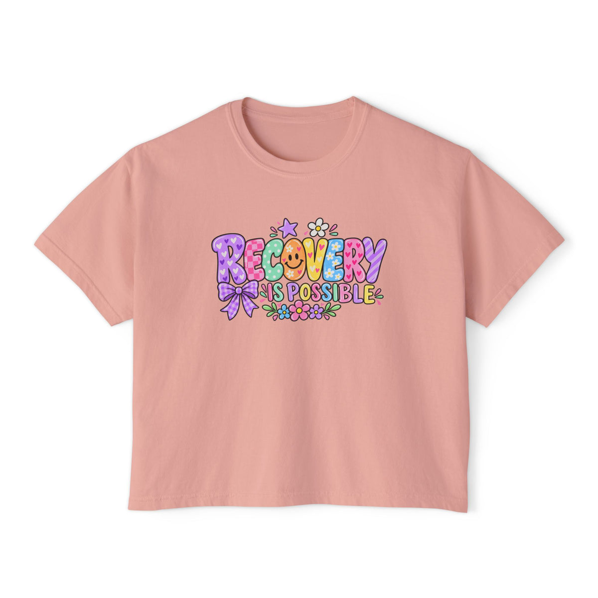Recovery Is Possible Boxy Tee — Women’s Positive Mental Health Graphic Shirt