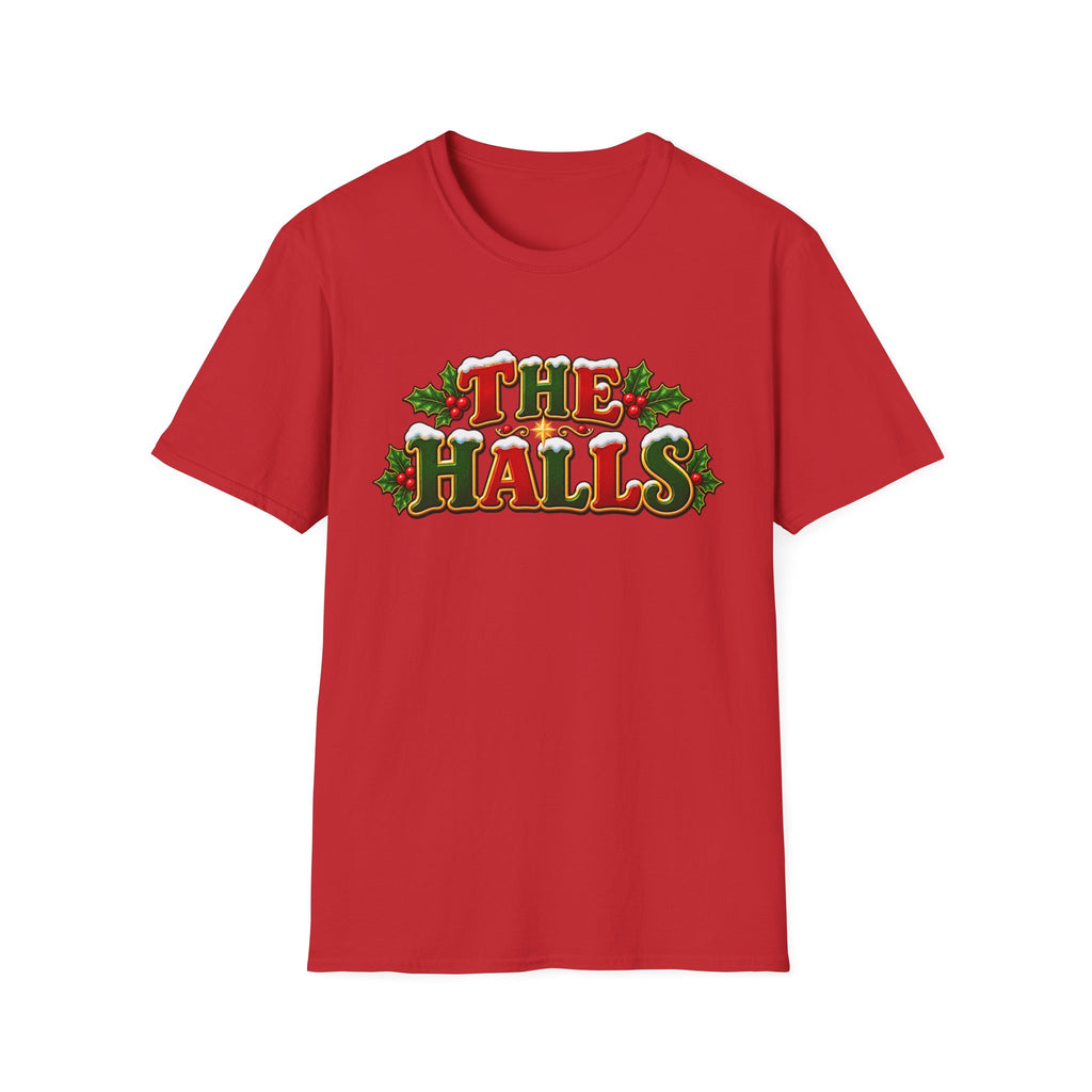 The Halls Matching Couples Christmas T-Shirt — Festive Holly Holiday Tee